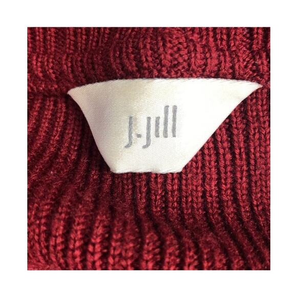 J. Jill Rustic Red Crochet Wool & Suede Patchwork Long Cardigan Sweater Jacket - Picture 16 of 16